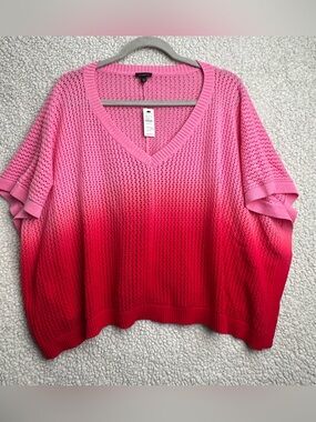 Pink Ombre 100% Cotton Mesh Knit Cropped Top XS Barbiecore Resortwear Relax fit